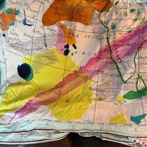 Colorful Map Print Duvet Cover with 2 Euro Shams